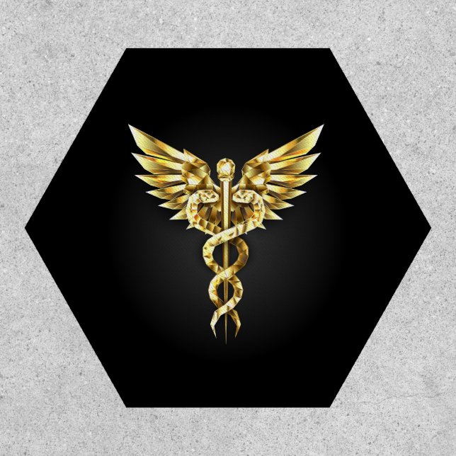 Gold Polygonal Symbol Caduceus Patch (Front)