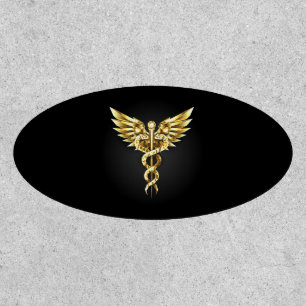 Gold Polygonal Symbol Caduceus Patch