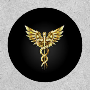 Gold Polygonal Symbol Caduceus Patch
