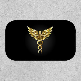 Gold Polygonal Symbol Caduceus Patch