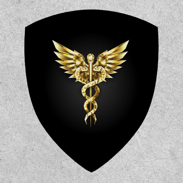 Gold Polygonal Symbol Caduceus Patch (Front)