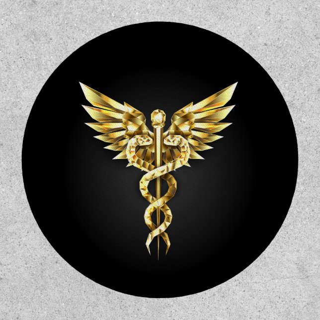Gold Polygonal Symbol Caduceus Patch (Front)