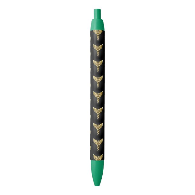 Gold Polygonal Symbol Caduceus Pen (Front Vertical)