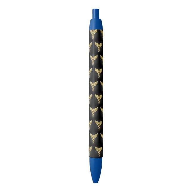 Gold Polygonal Symbol Caduceus Pen (Front Vertical)
