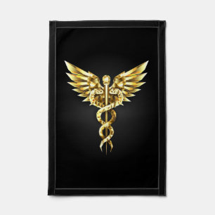 Gold Polygonal Symbol Caduceus Pennant