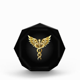 Gold Polygonal Symbol Caduceus Photo Block