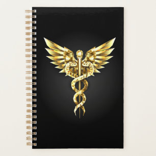 Gold Polygonal Symbol Caduceus Planner