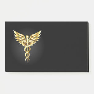 Gold Polygonal Symbol Caduceus Post-it Notes