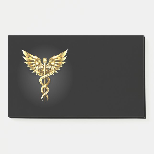Gold Polygonal Symbol Caduceus Post-it Notes (Front)