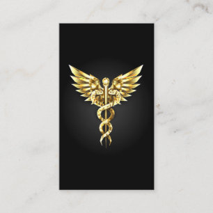 Gold Polygonal Symbol Caduceus Referral Card