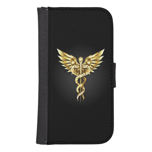 Gold Polygonal Symbol Caduceus Samsung Galaxy Wallet Case (Front)