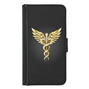 Gold Polygonal Symbol Caduceus Samsung Galaxy S5 Wallet Case
