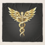 Gold Polygonal Symbol Caduceus Scarf<br><div class="desc">Gold polygonal Caduceus symbols on black isolated background. Low poly symbol of medicine.</div>