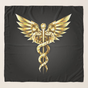 Gold Polygonal Symbol Caduceus Scarf