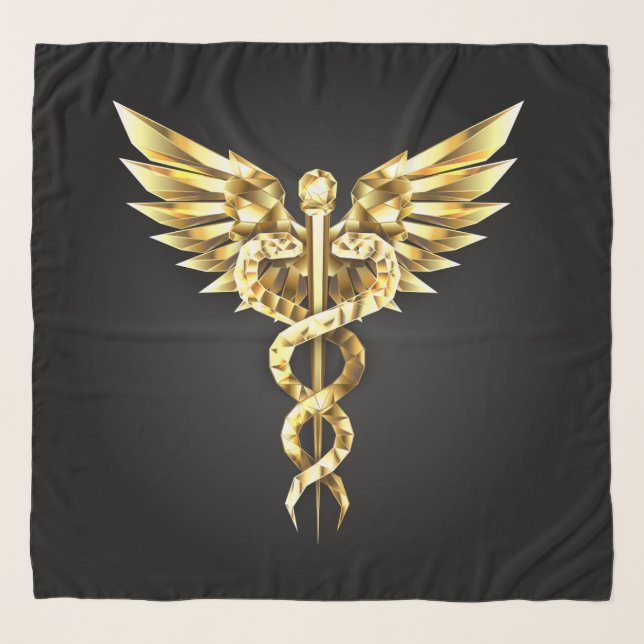 Gold Polygonal Symbol Caduceus Scarf (Front)