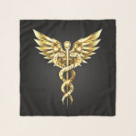 Gold Polygonal Symbol Caduceus Scarf<br><div class="desc">Gold polygonal Caduceus symbols on black isolated background. Low poly symbol of medicine.</div>
