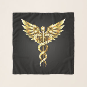 Gold Polygonal Symbol Caduceus Scarf