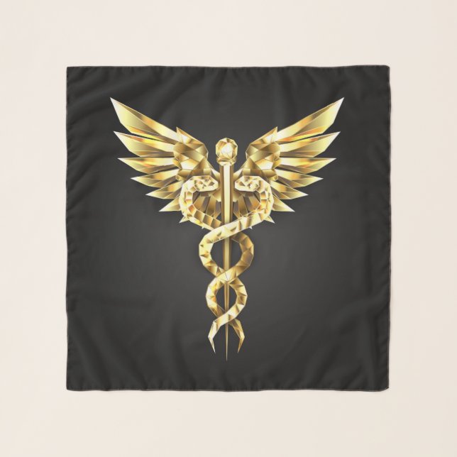 Gold Polygonal Symbol Caduceus Scarf (Front)