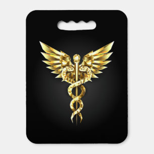 Gold Polygonal Symbol Caduceus Seat Cushion