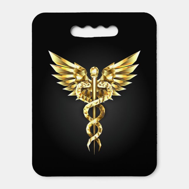 Gold Polygonal Symbol Caduceus Seat Cushion (Front Vertical)