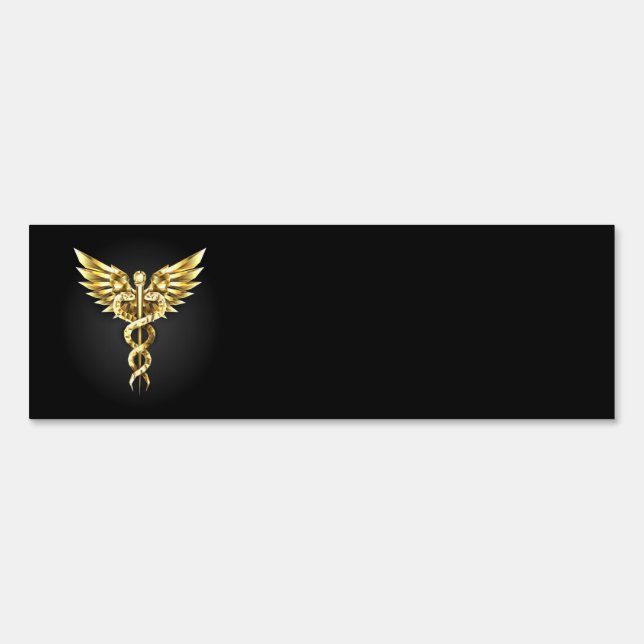 Gold Polygonal Symbol Caduceus Sign (Front)