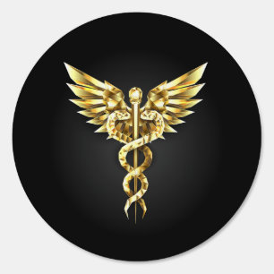 Gold Polygonal Symbol Caduceus Sign