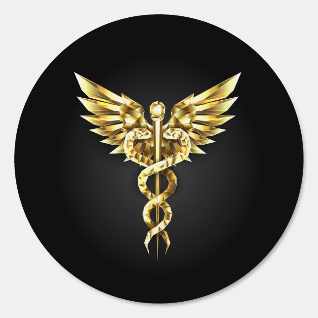 Gold Polygonal Symbol Caduceus Sign (Front)