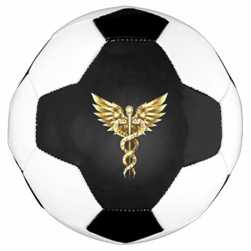 Gold Polygonal Symbol Caduceus Soccer Ball