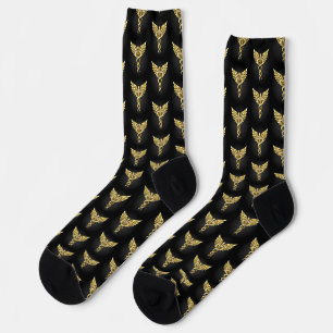 Gold Polygonal Symbol Caduceus Socks
