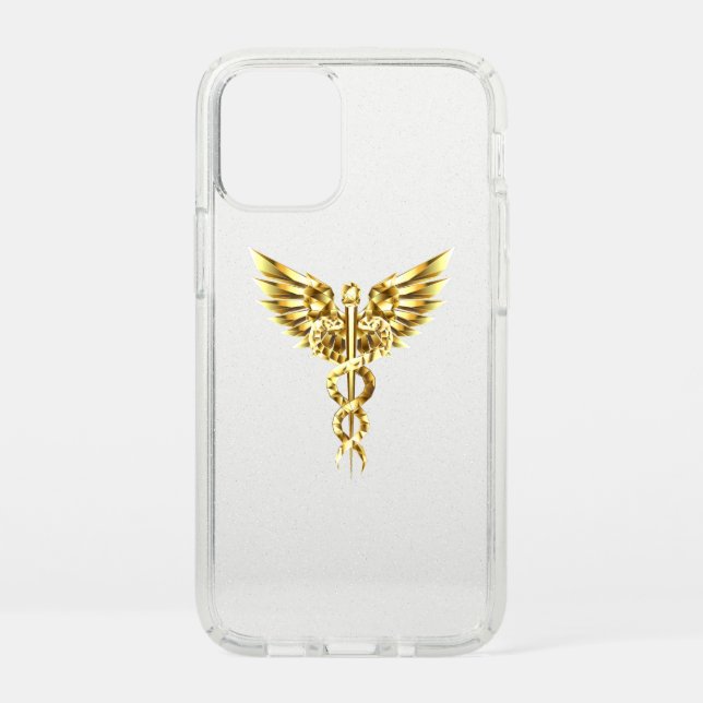 Gold Polygonal Symbol Caduceus Speck iPhone 12 Mini Case (Front)