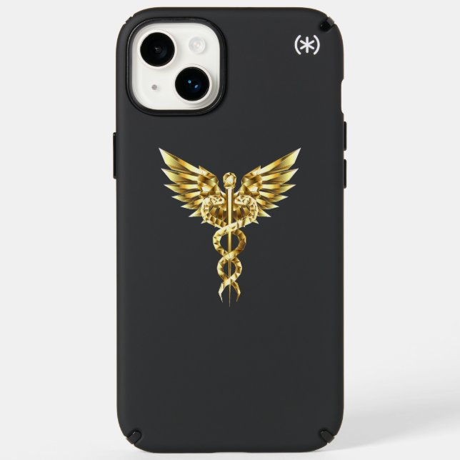 Gold Polygonal Symbol Caduceus Speck iPhone Case (Front)