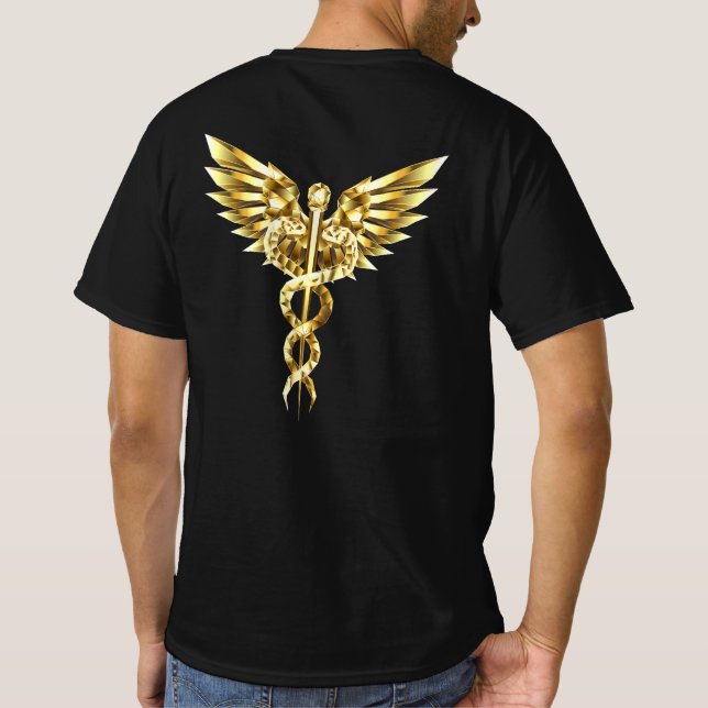 Gold Polygonal Symbol Caduceus T-Shirt (Back)