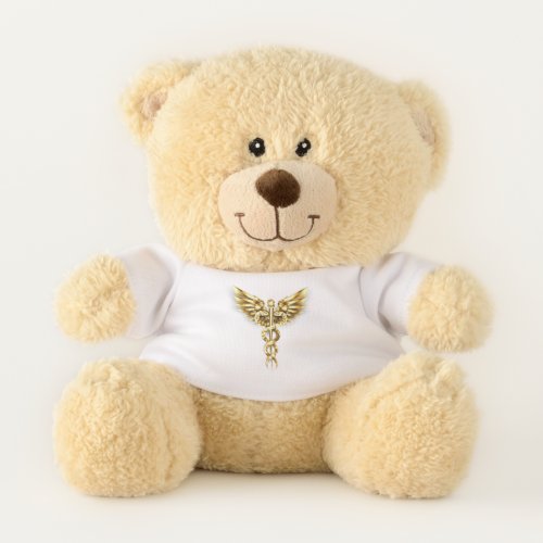 Gold Polygonal Symbol Caduceus Teddy Bear