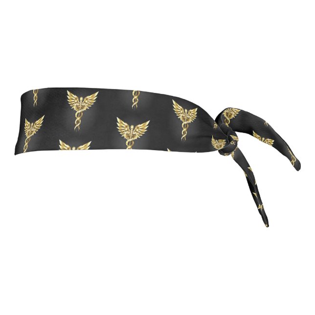 Gold Polygonal Symbol Caduceus Tie Headband (Rotate 90)