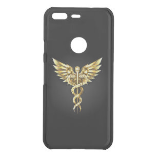 Gold Polygonal Symbol Caduceus Uncommon Google Pixel Case
