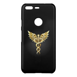Gold Polygonal Symbol Caduceus Uncommon Google Pixel Case
