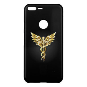 Gold Polygonal Symbol Caduceus Uncommon Google Pixel XL Case