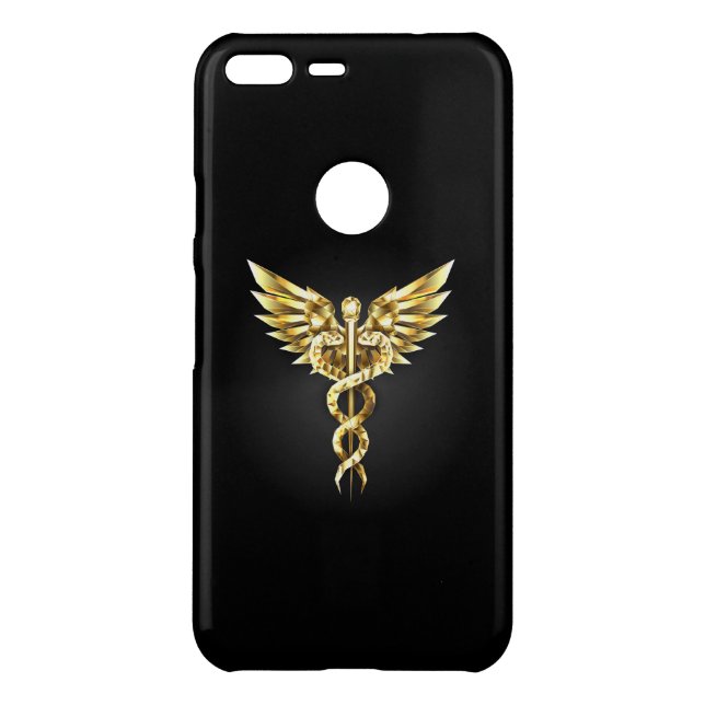 Gold Polygonal Symbol Caduceus Uncommon Google Pixel XL Case (Back)