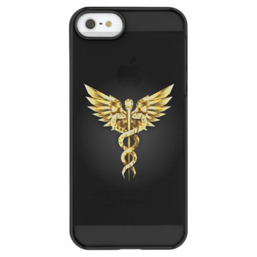 Gold Polygonal Symbol Caduceus Permafrost iPhone SE55s Case