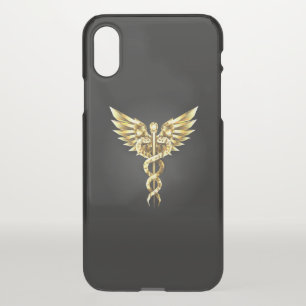 Gold Polygonal Symbol Caduceus iPhone XS Case