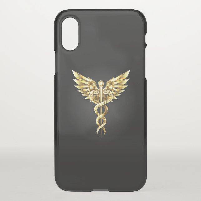 Gold Polygonal Symbol Caduceus Uncommon iPhone Case (Back)