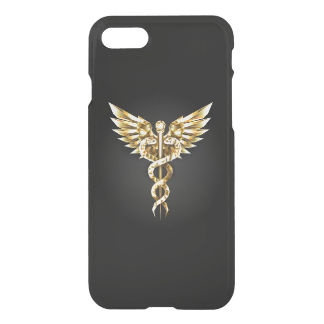 Gold Polygonal Symbol Caduceus Uncommon iPhone Case (Back)