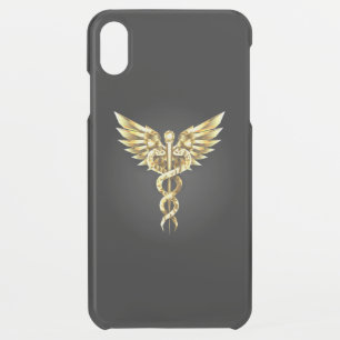 Gold Polygonal Symbol Caduceus iPhone XS Max Case