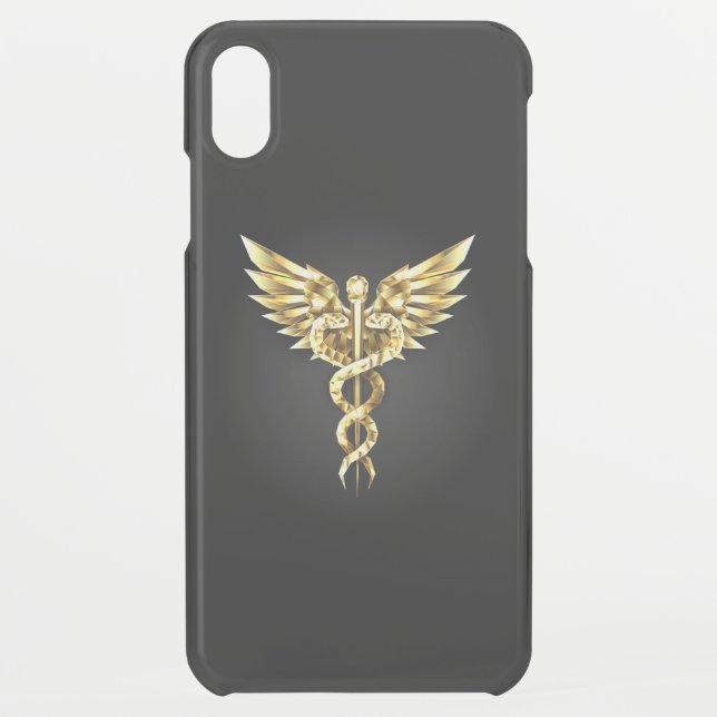Gold Polygonal Symbol Caduceus Uncommon iPhone Case (Back)