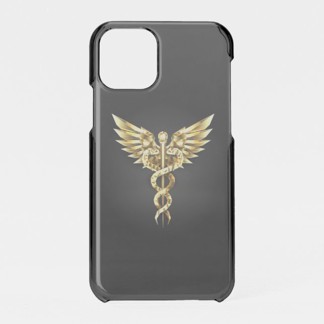 Gold Polygonal Symbol Caduceus Uncommon iPhone Case (Back)