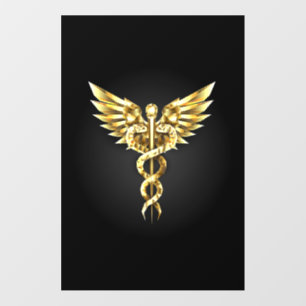 Gold Polygonal Symbol Caduceus Wall Decal