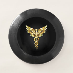 Gold Polygonal Symbol Caduceus Wham-O Frisbee