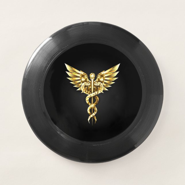 Gold Polygonal Symbol Caduceus Wham-O Frisbee (Front)