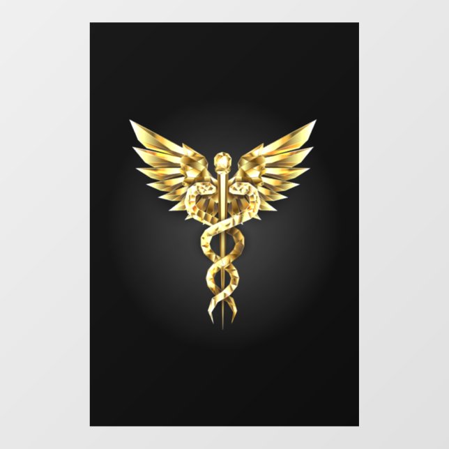 Gold Polygonal Symbol Caduceus Window Cling (Sheet)
