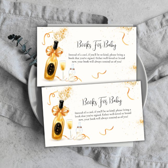 Gold Poppin Bottles Champagne Books Baby Shower  Enclosure Card (Gold Poppin Bottles Champagne Books Baby Shower Enclosure Card)